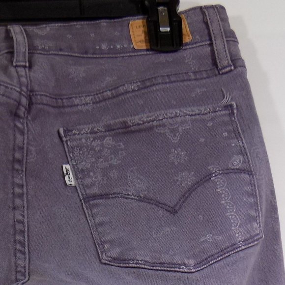 Levi's Purple Paisley Denim Jean Leggings Size 8/29 - Picture 7 of 11